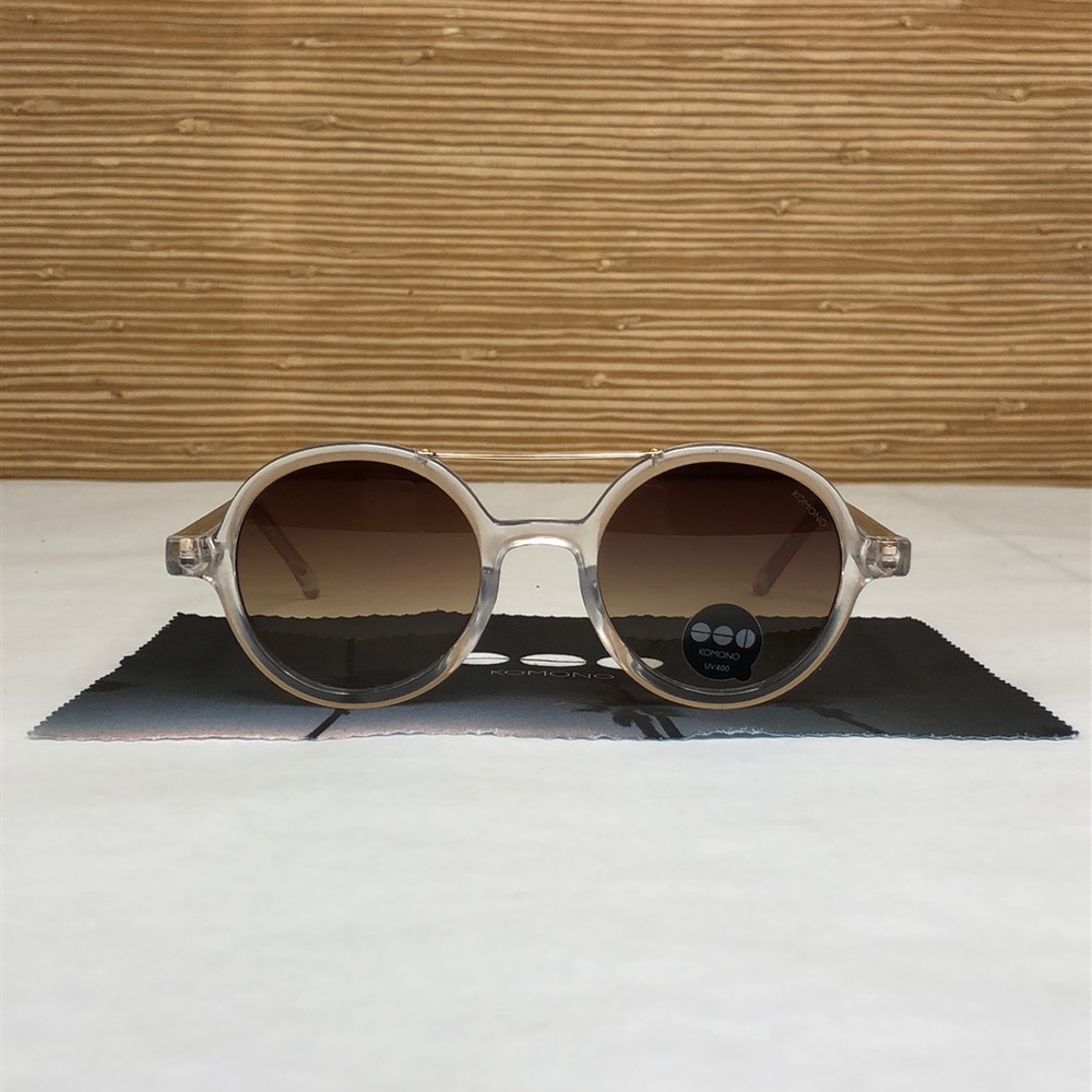 KOMONO Vivien Clear Sunglasses NEW Round Gold UV400 - Picture 8 of 12